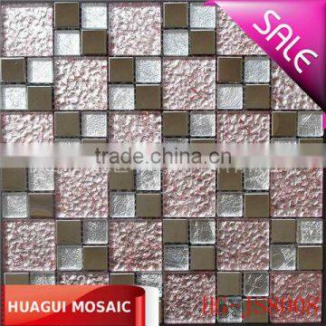 White Silver Foil mix Stainless Steel Mosaic for ceiling HG-JS8008