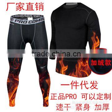 PRO NK men's trousers three generation tights fitness training suit with cashmere perspiration wicking Qiu dongkuan