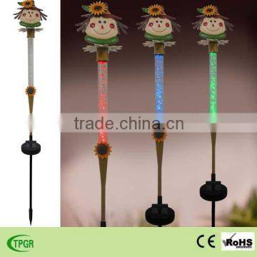 Harvest festival decorations metal scarecrow crystal rod solar stake light