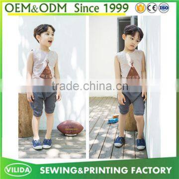 Custom children boys fashion sleeveless printing t shirt boys nice printed vest