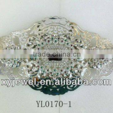 Laste design silver metal waist belt buckles wholesale with crystal stone