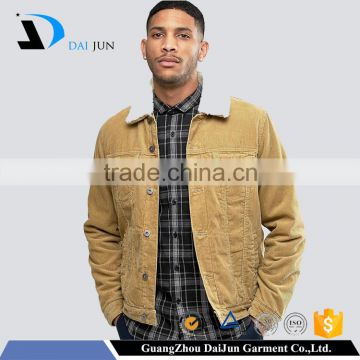 Guangzhou men khadi fleece collar corduroy 4 pockets men with button outdoor jacket