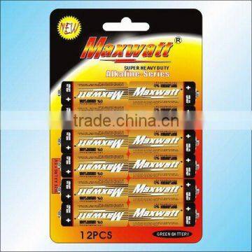 LR6 SIZE AA UM-3 ALKALINE DRY CELL BATTERY 12PCS/CARD