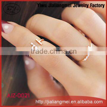 Fashion Wholesale Beautiful Micro Pave true zircon gold-plated copper Finger Elegant Ring Set