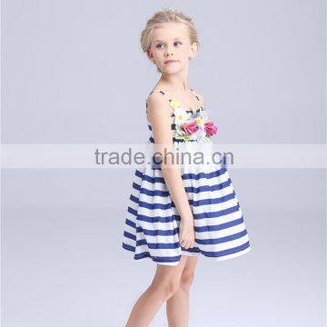 2016 New Arrival Flower Stripe Girls Frock Patterns photo-4