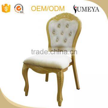 Dining room furniture luxury upholstered chair aluminum gold paint restaurant chair