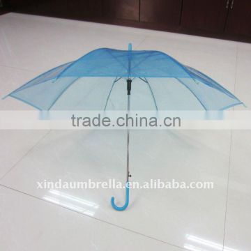 transparent blue color POE straight umbrellas for promotion