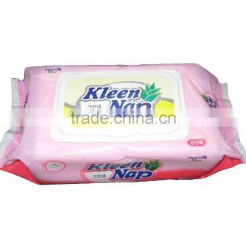 80pcs disposable wet tissue /wet wipe with plastic lid