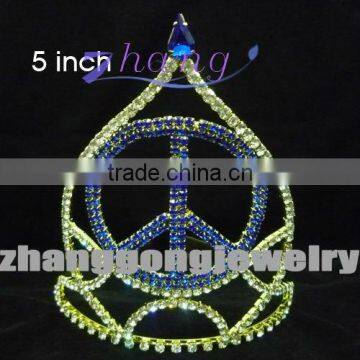 Peace sign colored rhinestone crown