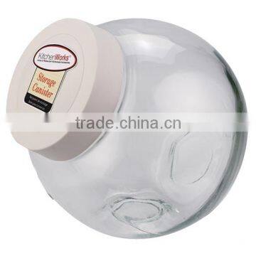 SINOGLASS 1 pc ball shape glass canister with plastic lid 3000ml