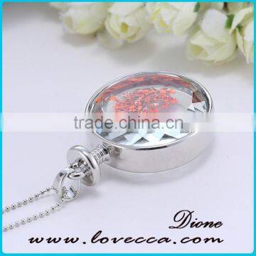 Silver Color Plating Glass Dried Flower Necklace photo-4