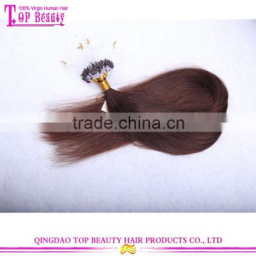 #4 Silky straight 100% human hair extensions wholesale cheap indian micro loop