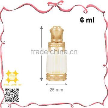 Hot sales 6ml admirable luxurious golden cap frosted glass oil bottle