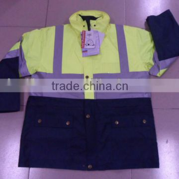 high visibility two pieces reflective safety jacket yellow/navy