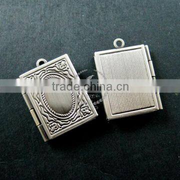 19x26mm vintage style antiqued silver brass book shape sqaure photo locket pendant charm DIY supplies 1193002