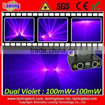 Dual Violet double laser light show projector for disco nighclub home party