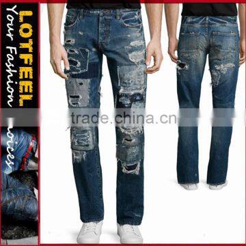 Biker Jeans Blue Denim jeans pantalon (LOTK059)