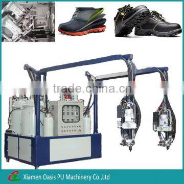 Double density colorful polyurethane safety shoes injection machine with two injector head