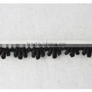 New Design 1.4cm Width Narrow Black Lovely Flower Scallop Cotton Crochet Lace Trims photo-2
