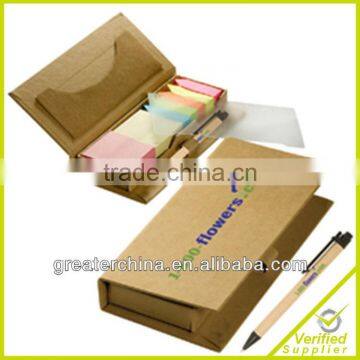 Sticky Tape Flag Kit ,Cardboard case holds five assorted color sticky page flags with Paper Barrel Pen