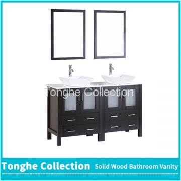 Espresso Bath Vanity Set White Phoenix Stone Top Porcelain Vessel Sink photo-4