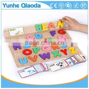 High quality wood toy alphabet learning puzzle for preschool children