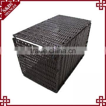 Wholesales Washable PE Rattan Plastic Folding Basket for Supermarket Fruit Vegetable Storage photo-3