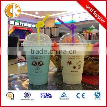 500ml disposable plastic round lid milk tea cups with customer logo