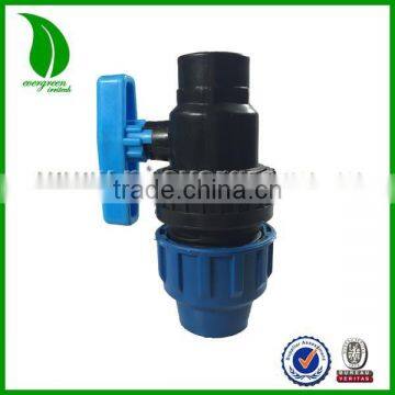 PP COMPRESSION FEMALE SINGLE UNION BALL VALVE FOR HDPE PIPE