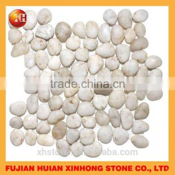 White nature pebble tile,indoor wall floor decoration pebble tile