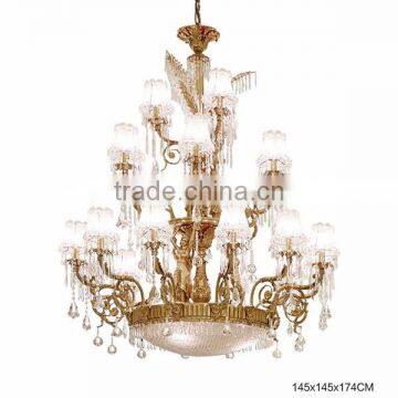 Elegant Floral Design Bronze Pendant Lamp With Crystal Drop, Antique Brass Chandelier Crystal Lamp photo-2
