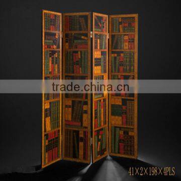 Traditional Hand Painting Three Door Folding Screen, Retro Furniture Decorative Wooden Floor Screen With Crackle photo-6