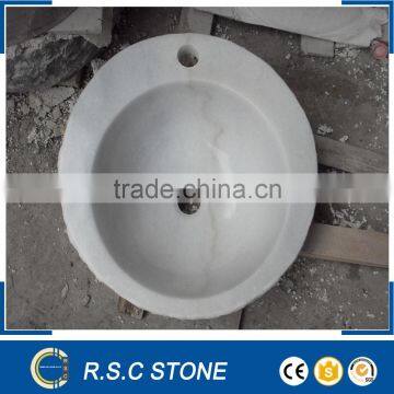 customized white marble basin for bathroom