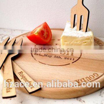 Personalized cheese board and cheese marker forks, custom serving board, wooden cutting board, wedding anniversary gift