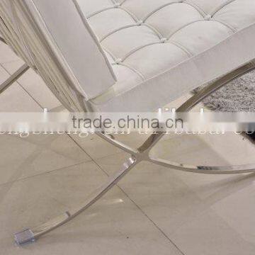 Mid Century Modern Classic Barcelona Style Replica Lounge Chair&Ottoman With PU or White Leather and Stainless Steel Frame photo-4