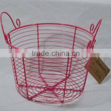 Metal Wire Pet Egg Basket With Handles