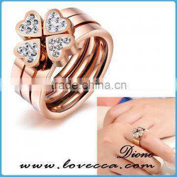 Wholesale bulk sale heart shaped rose gold plating stainless steel ring women jewelry