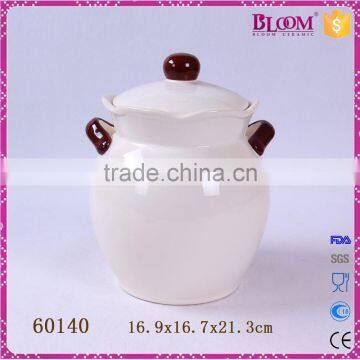 Decal Apple Desgin Ceramic Pot With Lid and Two Handle photo-3