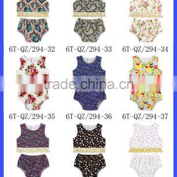 Summer New Fashion Children 2Pcs Cotton Bloomer Set Flower Cheap Baby Girls 2 Pcs Outfits photo-6