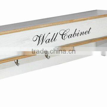 Wall Mounted MDF Wooden Decorative Floating Wall Shelf With Metal Hooks