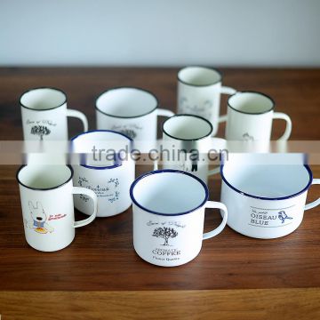 Wholesale customized cup logo printing camping enamel mug