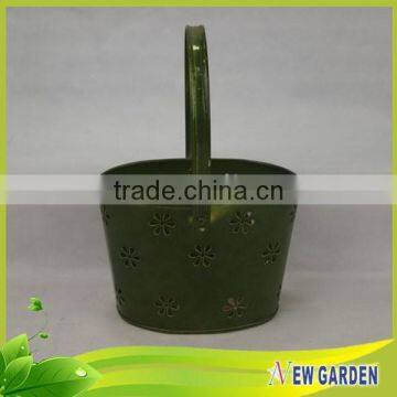 Export Quality Nice Design Colorful Metal Flower Pots With Handles photo-3