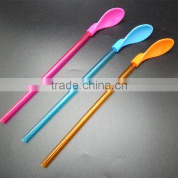 china hot selling large 2 in 1 plastic spoon drinking straws Mixing Spoon Stirrer