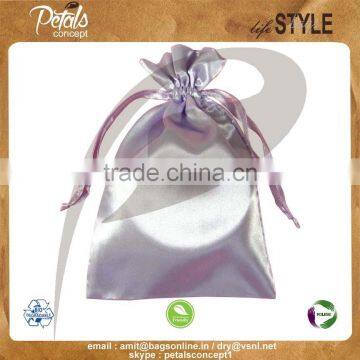 Satin gift pouch with ribbon string