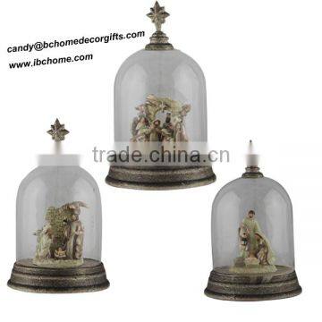 2016 New design nativity glass dome set