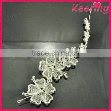 silver rhinestone chain classic dance hair piece WHD-060