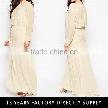 evening gown designs for fat girl long sleeve maxi applique chiffon dress