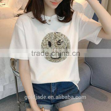 White Woman Fashion Design Custom Printing 100% Cotton Soft Loose Women's t shirts cotton