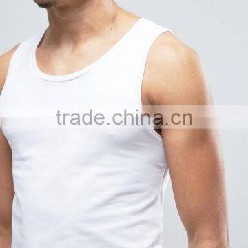 2017 Cheapest High Quality New Design Custom White Color Gym Wear Comfortable 97% Cotton 3% Spandex Fashion Men's Sport Vest photo-3