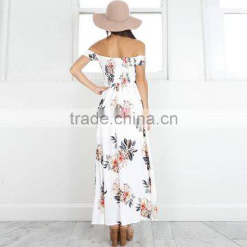 Maxnegio off Shoulder Backless Bohemian Girls Smoking High Slit Dress photo-4